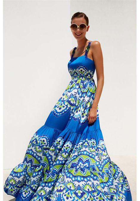 Twins majolica patterned long dress  TWINS | dress | T4010 T4010FAZZURRO